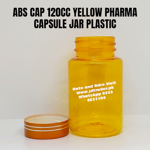 ABS CAP YELLOW 120CC PHARMA JAR PLASTIC