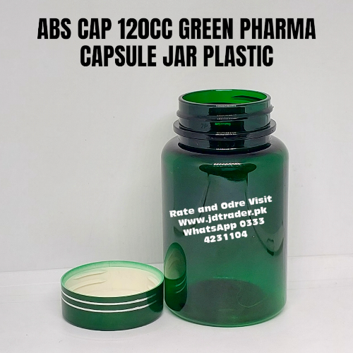 ABS CAP GREEN 120CC PHARMA JAR PLASTIC
