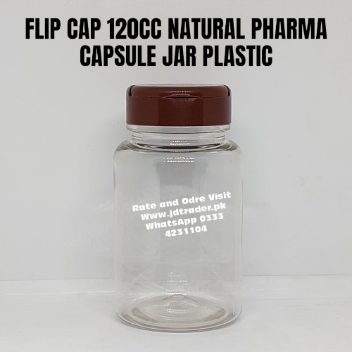 FLIP CAP NATURAL 120CC PHARMA JAR PLASTIC