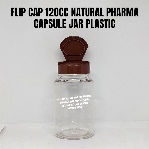 FLIP CAP NATURAL 120CC PHARMA JAR PLASTIC