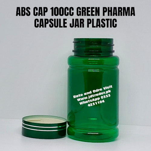 ABS CAP GREEN 100CC PHARMA JAR PLASTIC