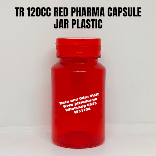 TR 120CC RED PHARMA CAPSULE JAR PLASTIC
