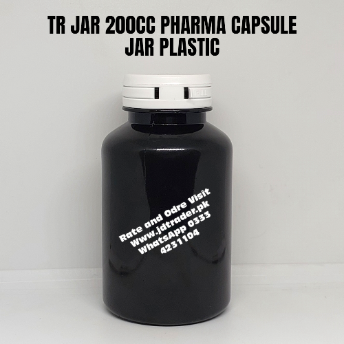 TR 200CC BLACK PHARMA CAPSULE JAR PLASTIC