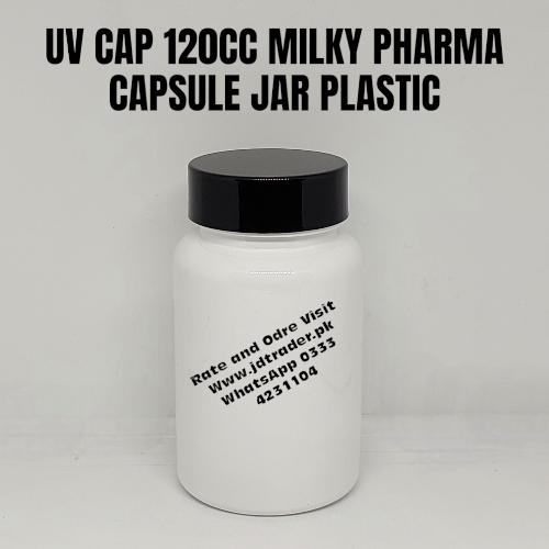 UV CAP MILKY 120CC PHARMA JAR PLASTIC