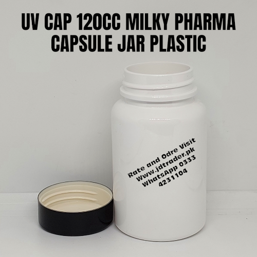 UV CAP MILKY 120CC PHARMA JAR PLASTIC