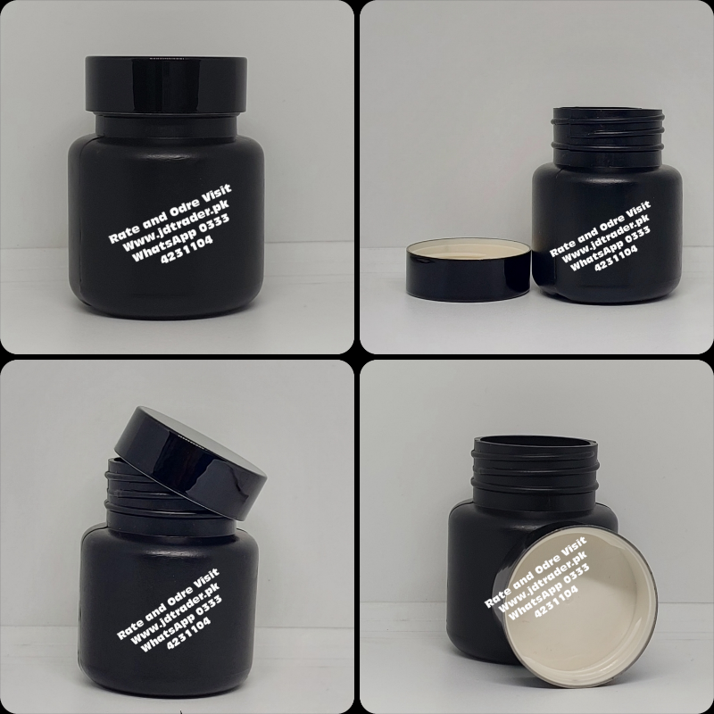 UV CAP BLACK 60CC PHARMA CAPSULE JAR PLASTIC HTC09