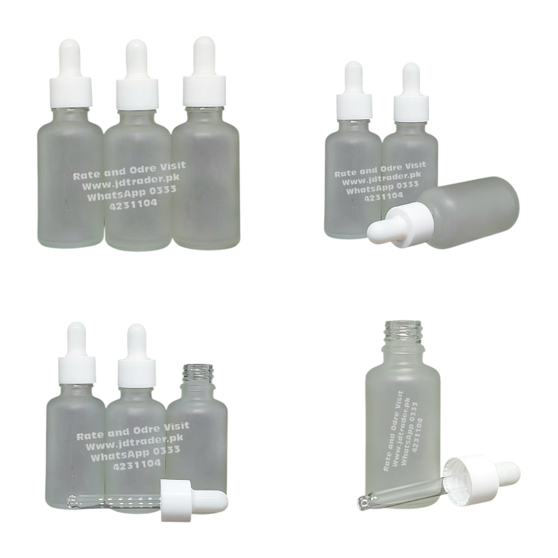 30ML FROSTED GLASS SERUM BOTTLE WHITE CAP