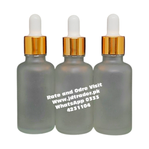 30ML FROSTED GLASS SERUM BOTTLE GOLDEN CAP