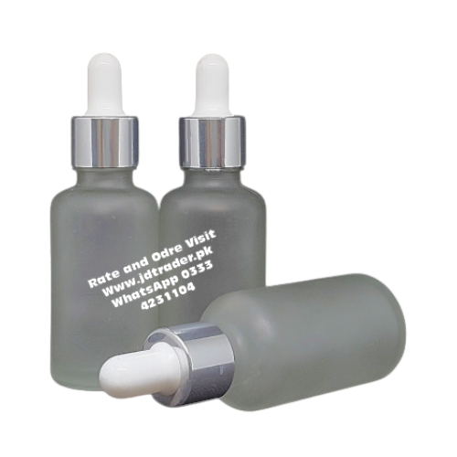 30ML FROSTED GLASS SERUM BOTTLE SILVER CAP