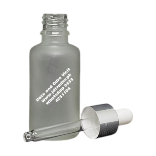 30ML FROSTED GLASS SERUM BOTTLE SILVER CAP