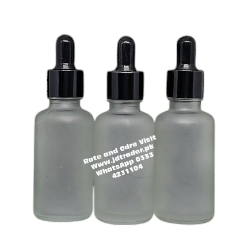 30ML FROSTED GLASS SERUM BOTTLE BLACK CAP