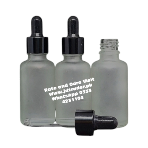 30ML FROSTED GLASS SERUM BOTTLE BLACK CAP