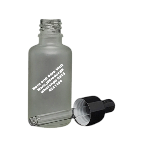 30ML FROSTED GLASS SERUM BOTTLE BLACK CAP