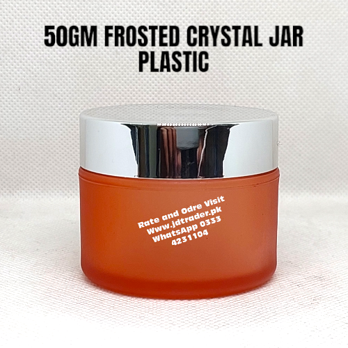 50GM ORANGE FROSTED ACRYLIC JAR PLASTIC SILVER CAP