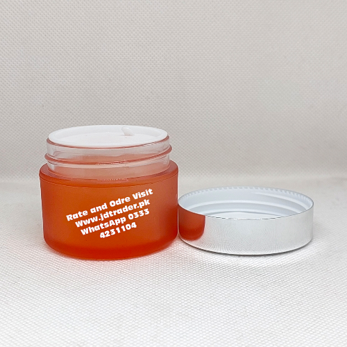 50GM ORANGE FROSTED ACRYLIC JAR PLASTIC SILVER CAP