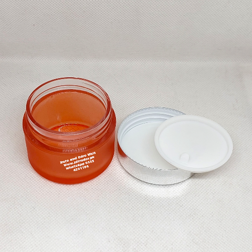 50GM ORANGE FROSTED ACRYLIC JAR PLASTIC SILVER CAP