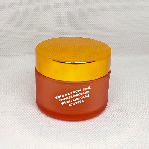 50GM ORANGE FROSTED ACRYLIC JAR PLASTIC GOLDEN CAP