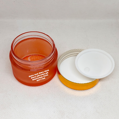 50GM ORANGE FROSTED ACRYLIC JAR PLASTIC GOLDEN CAP