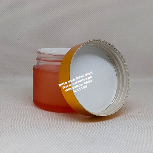 50GM ORANGE FROSTED ACRYLIC JAR PLASTIC GOLDEN CAP