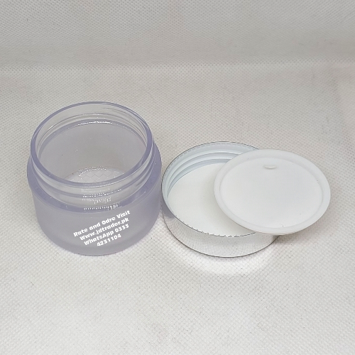 50GM FROSTED ACRYLIC JAR PLASTIC SILVER CAP