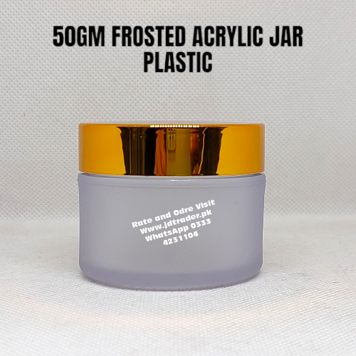 50GM FROSTED ACRYLIC JAR PLASTIC GOLDEN CAP