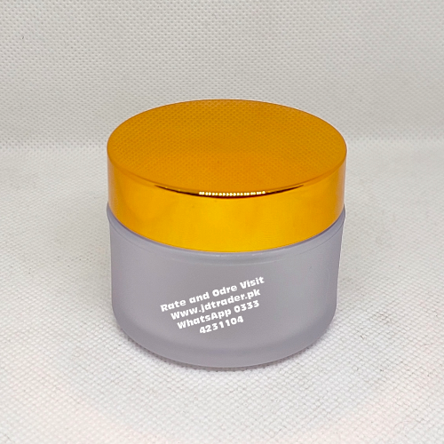 50GM FROSTED ACRYLIC JAR PLASTIC GOLDEN CAP