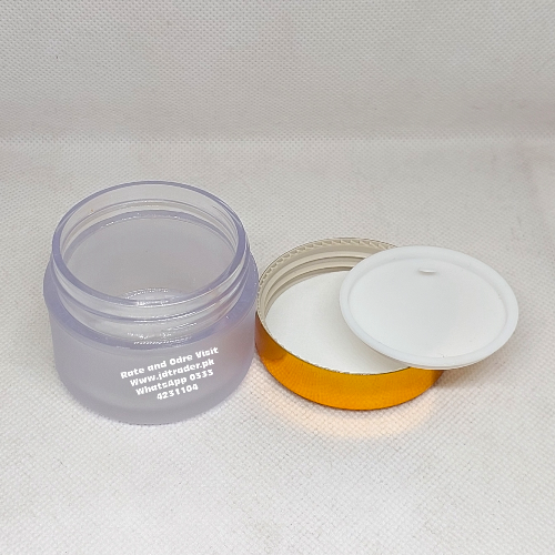 50GM FROSTED ACRYLIC JAR PLASTIC GOLDEN CAP