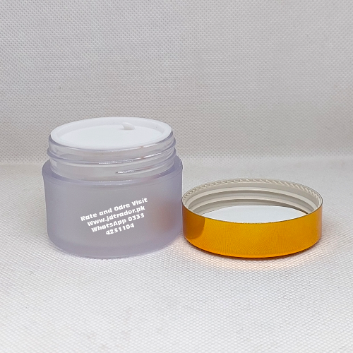 50GM FROSTED ACRYLIC JAR PLASTIC GOLDEN CAP