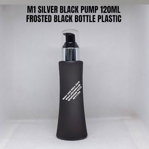 M1 SILVER BLACK PUMP 120ML FROSTED BLACK PLASTIC BOTTLE