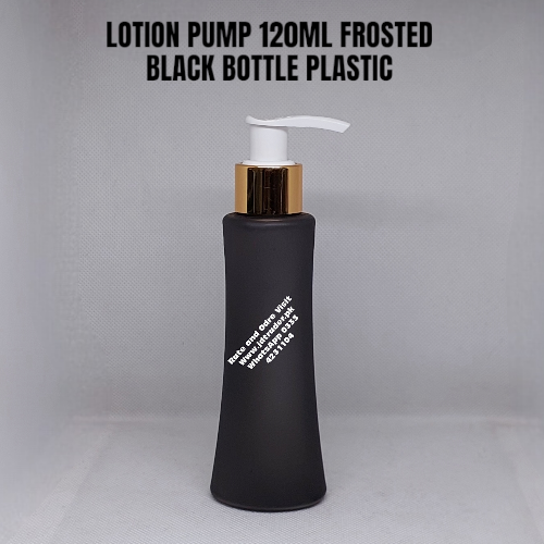 GOLDEN LOTION PUMP 120ML FROSTED BLACK PLASTIC BOTTLE