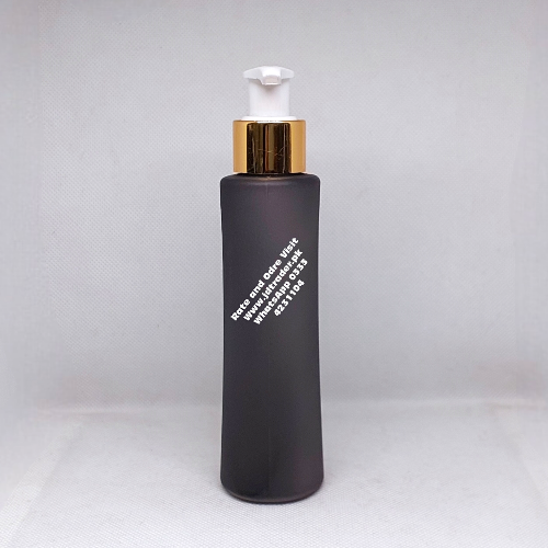 GOLDEN LOTION PUMP 120ML FROSTED BLACK PLASTIC BOTTLE