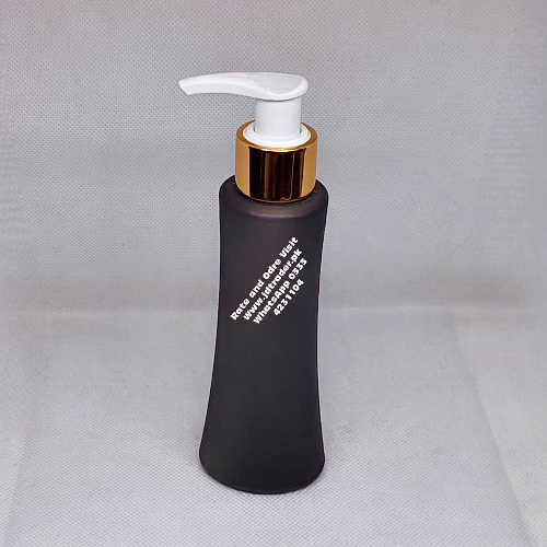 GOLDEN LOTION PUMP 120ML FROSTED BLACK PLASTIC BOTTLE