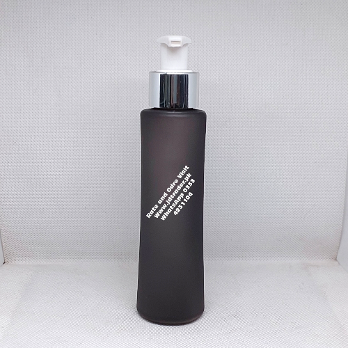 SILVER LOTION PUMP 120ML FROSTED BLACK PLASTIC BOTTLE