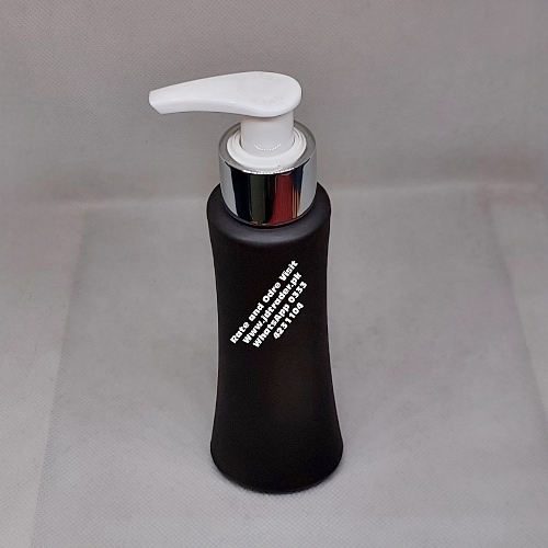 SILVER LOTION PUMP 120ML FROSTED BLACK PLASTIC BOTTLE