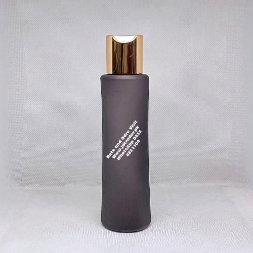 GOLDEN PRESS CAP 120ML FROSTED BLACK PLASTIC BOTTLE