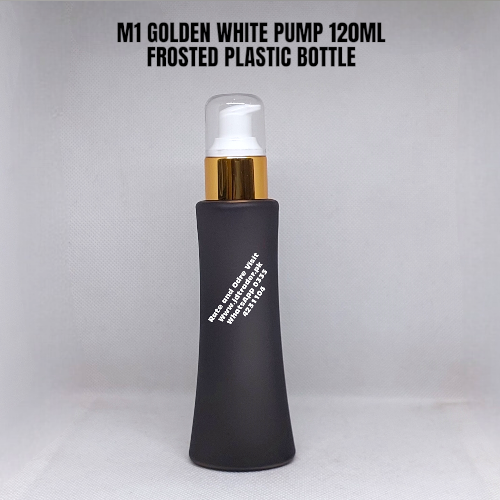 M1 GOLDEN WHITE PUMP BLACK FROSTED PLASTIC BOTTLE