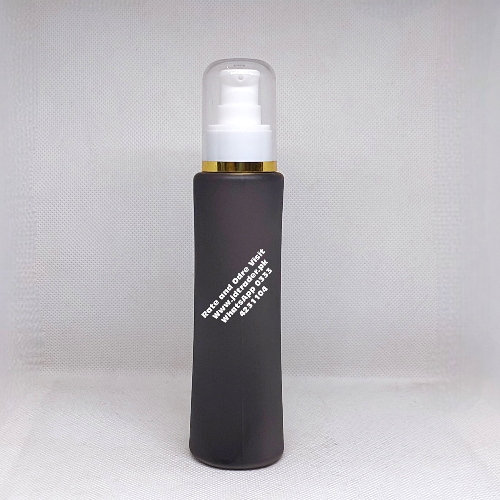 WHITE CREAM PUMP THR 120ML BLACK FROSTED PLASTIC BOTTLE
