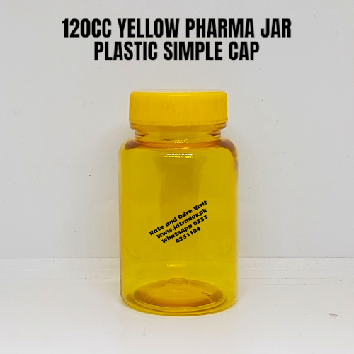 SIMPLE CAP YELLOW 120CC PHARMA JAR PLASTIC