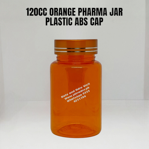 ABS CAP ORANGE 120CC PHARMA JAR PLASTIC