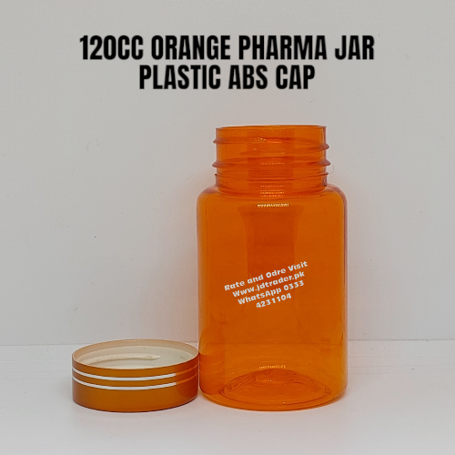 ABS CAP ORANGE 120CC PHARMA JAR PLASTIC