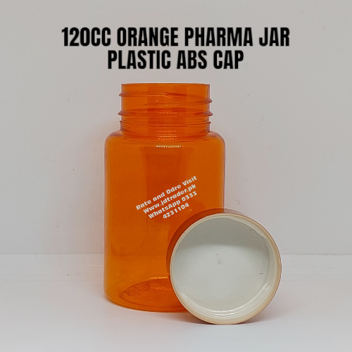 ABS CAP ORANGE 120CC PHARMA JAR PLASTIC
