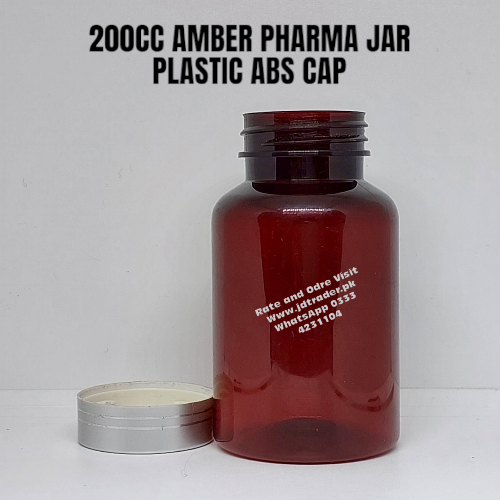 ABS CAP AMBAR 200CC PHARMA JAR PLASTIC