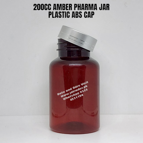 ABS CAP AMBAR 200CC PHARMA JAR PLASTIC