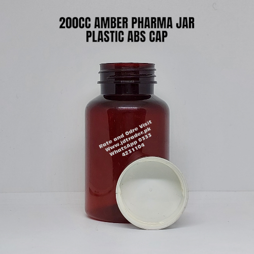 ABS CAP AMBAR 200CC PHARMA JAR PLASTIC