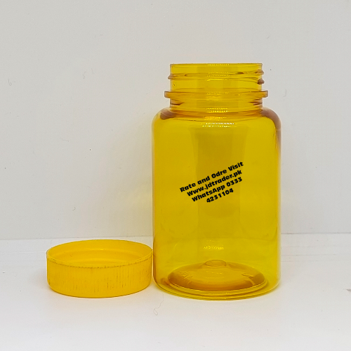 SIMPLE CAP YELLOW 120CC PHARMA JAR PLASTIC