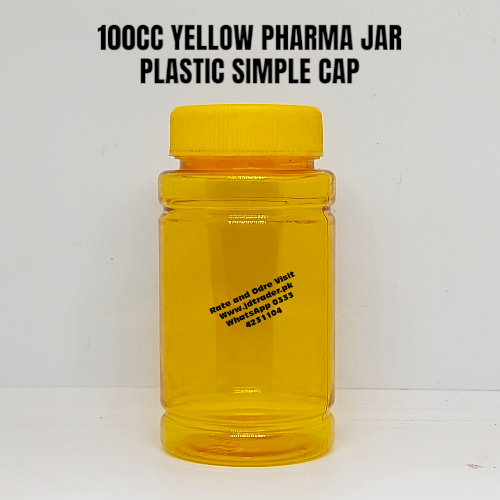 SIMPLE CAP YELLOW 100CC PHARMA JAR PLASTIC