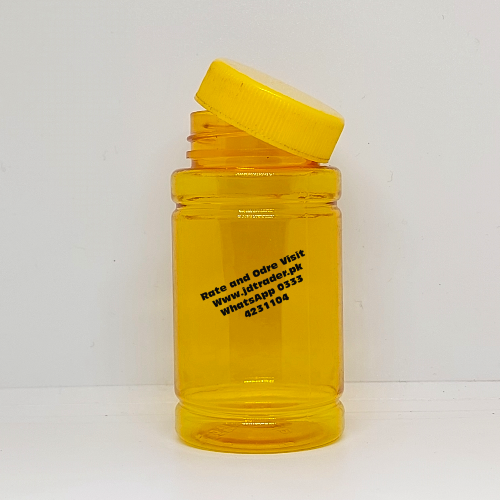 SIMPLE CAP YELLOW 100CC PHARMA JAR PLASTIC