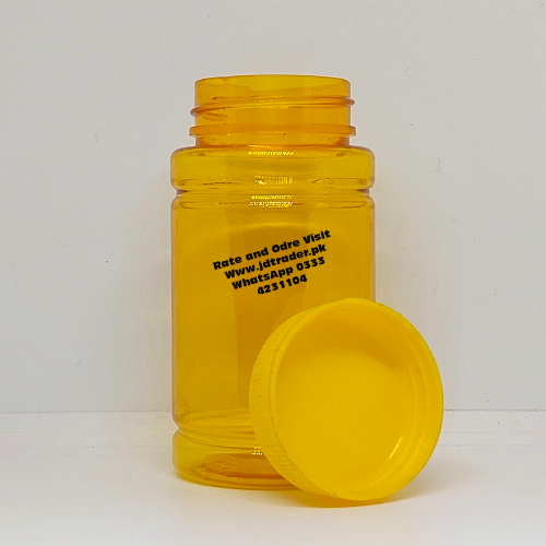 SIMPLE CAP YELLOW 100CC PHARMA JAR PLASTIC