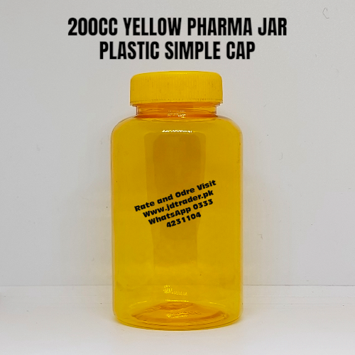 SIMPLE CAP YELLOW 200CC PHARMA JAR PLASTIC