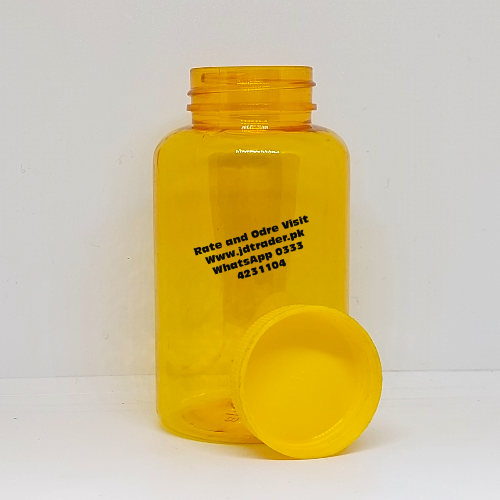 SIMPLE CAP YELLOW 200CC PHARMA JAR PLASTIC